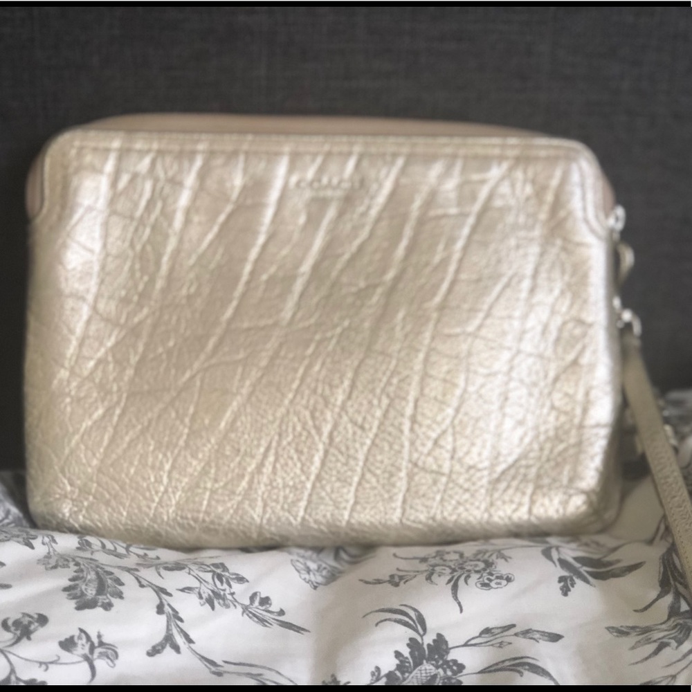 Coach leather champagne mini iPad case